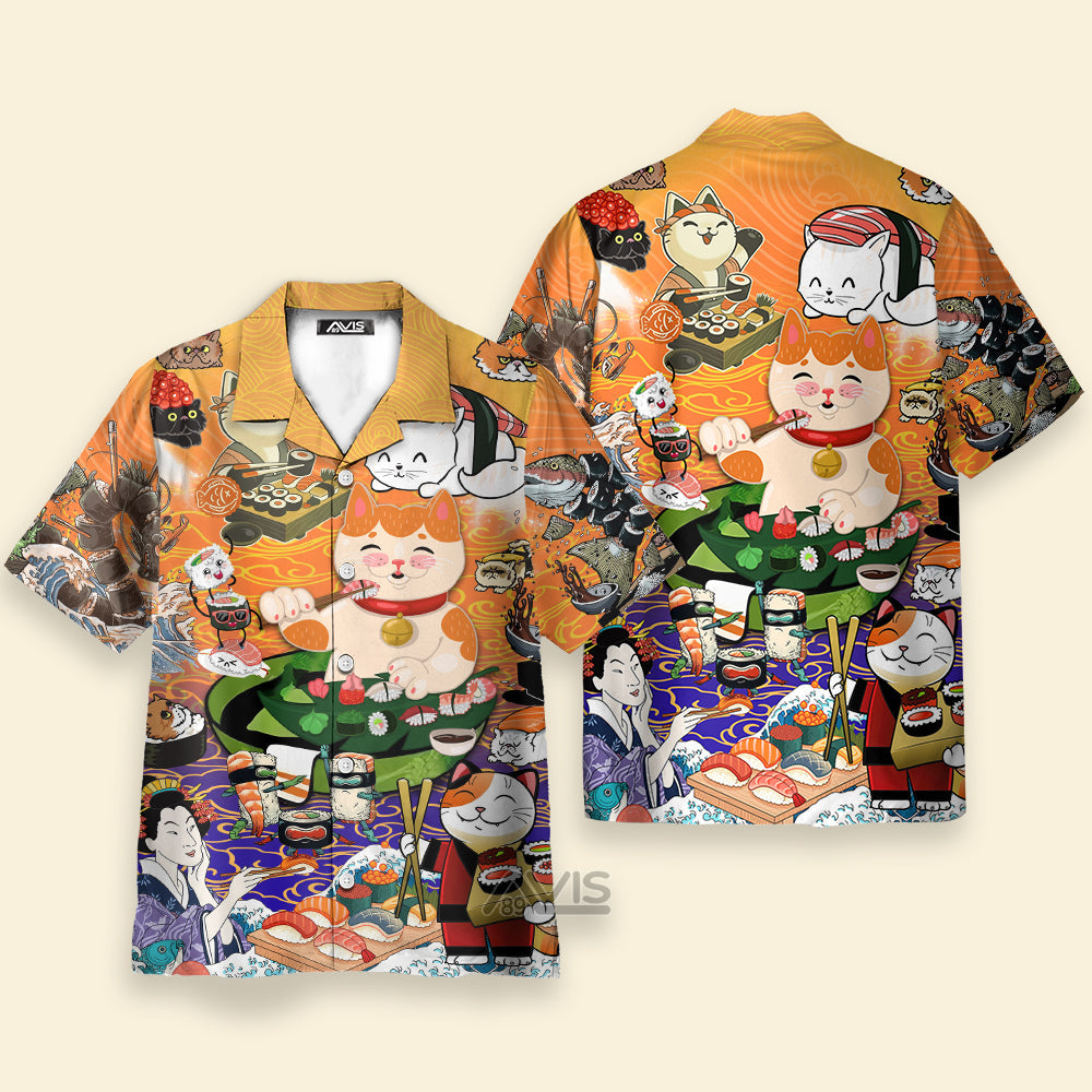 Cat Keep Calm And Eat Sushi - Hawaiian Shirt