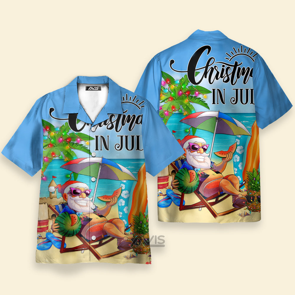 Christmas In July Santa Claus Holiday - Hawaiian Shirt