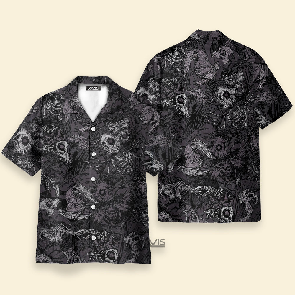 Mens Casual Skull Evil - Hawaiian Shirt