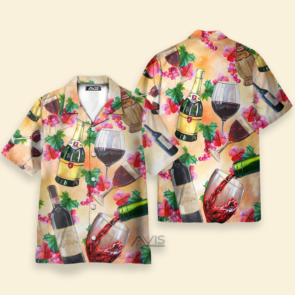 Wine Drinking Wine Colorful Style - Hawaiian Shirt