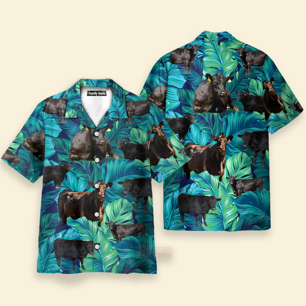 Black Angus Cattle Lovers Green Hawaiian Shirt For Men & Women