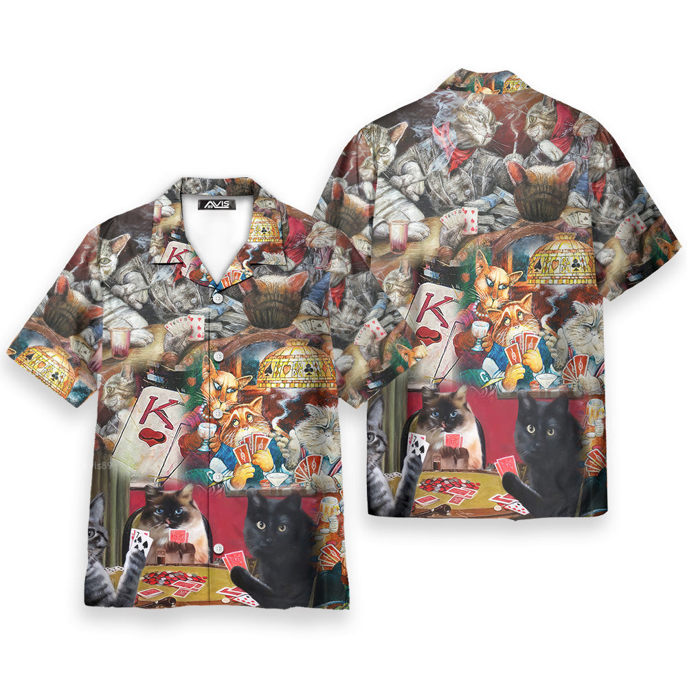 Poker Beautiful Cats Play Poker - Hawaiian Shirt