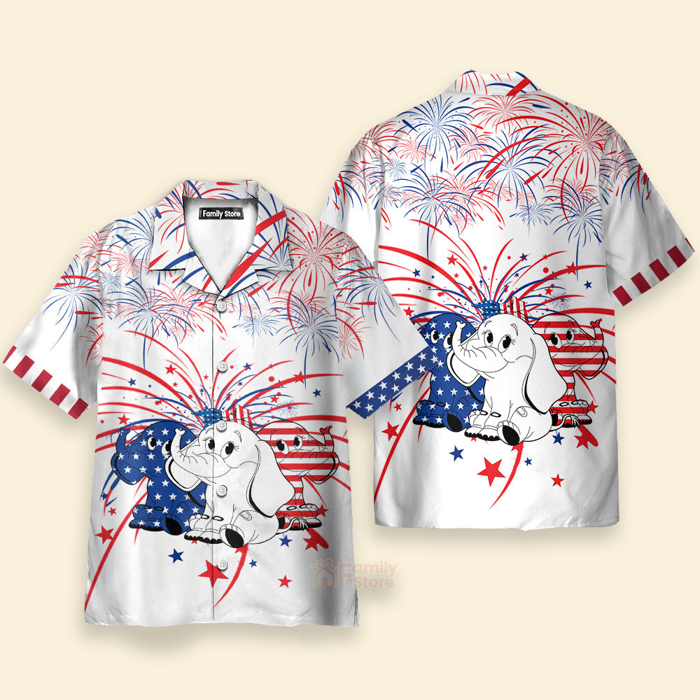 Independence Day ELephant 3D Hawaiian Shirt