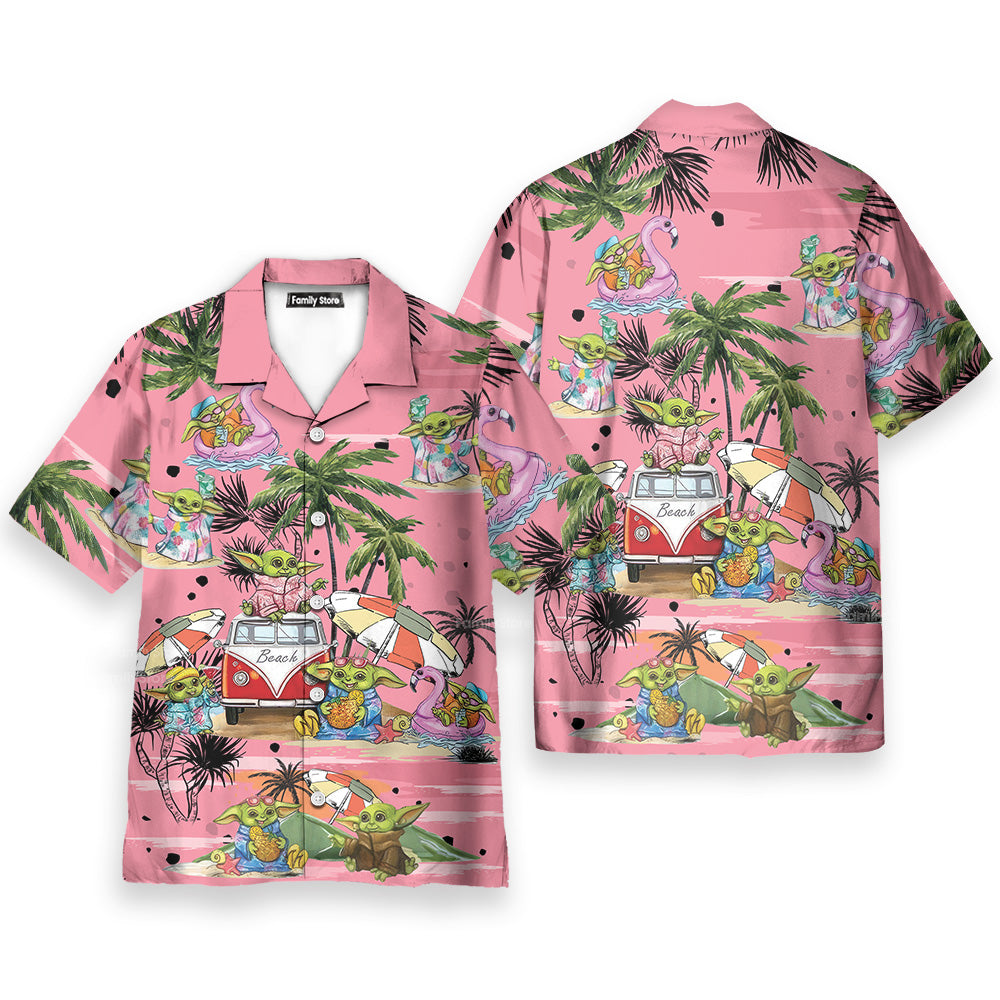 Stwa Disney Baby Yoda Pink Hawaiian Shirt