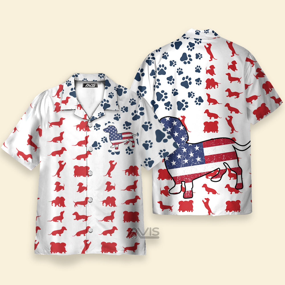 Dachshund American Flag Hawaiian Shirt