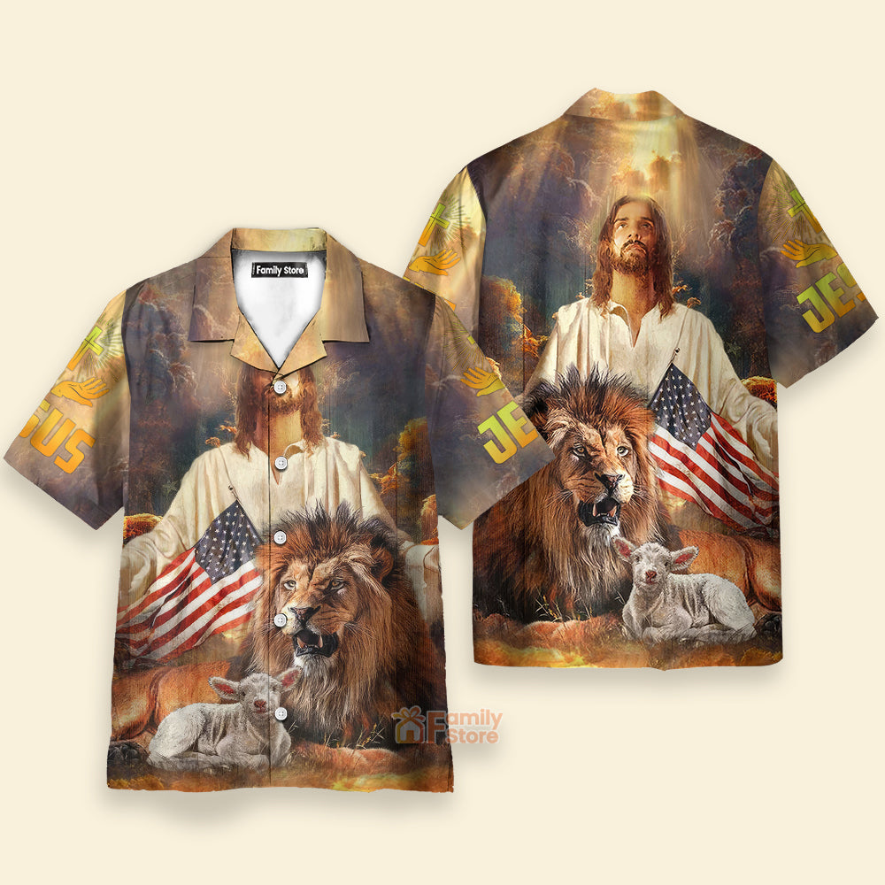 Jesus God With Lion And Goat - Hawaiian Shirt