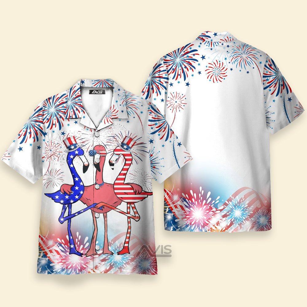 Independence Day Flag Flamingo 4th Of July - Hawaiian Shirt