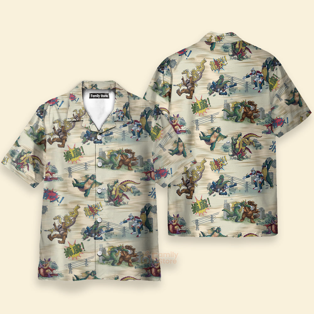 Monsters Kaiju Battles Hawaiian Shirt