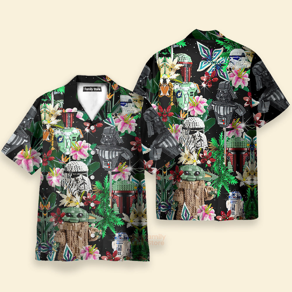 Star wars Lego Baby Yoda, Darth Vader and Stormtroopers Hawaiian Shirt