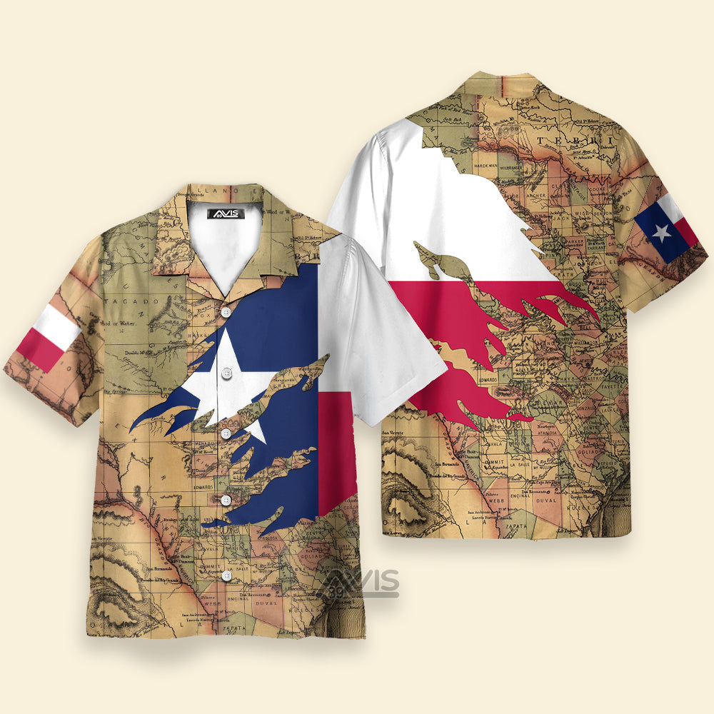 Patriotic Texas Flag Proud Map -  Hawaiian Shirt