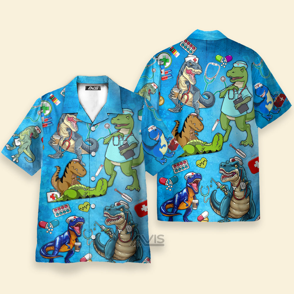 Dinosaur The Nice Nurse Is On Vacation - Hawaiian Shirt