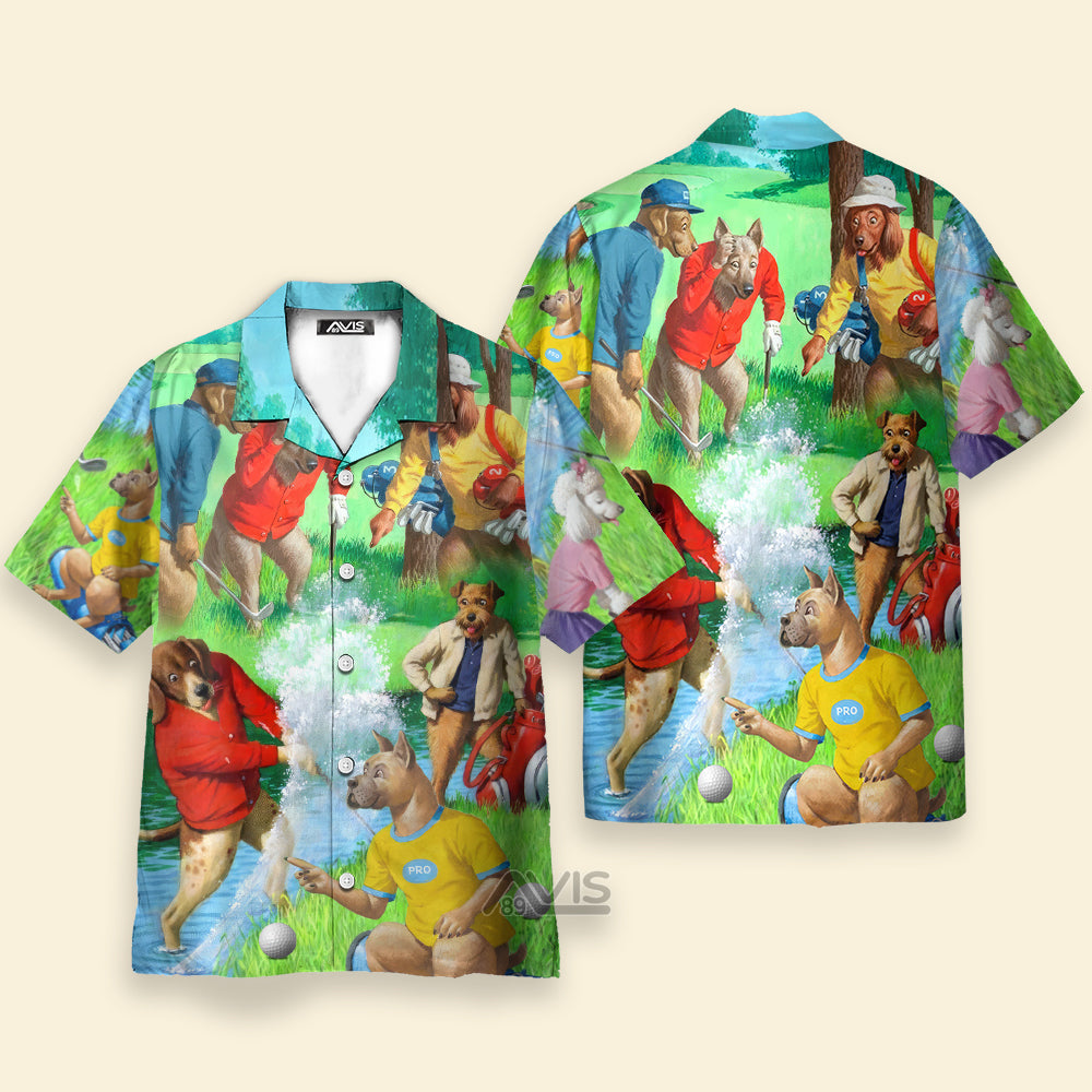 Golf Dog Cool Lover Golf Art Style - Gift For Dog Lovers - Hawaiian Shirt