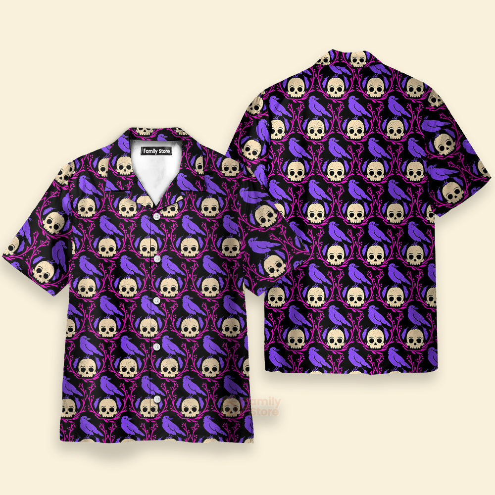 Raven Skull Halloween Hawaiian Shirt For Men And Women