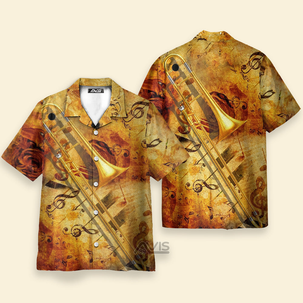 Yellow Trombone Music - Hawaiian Shirt