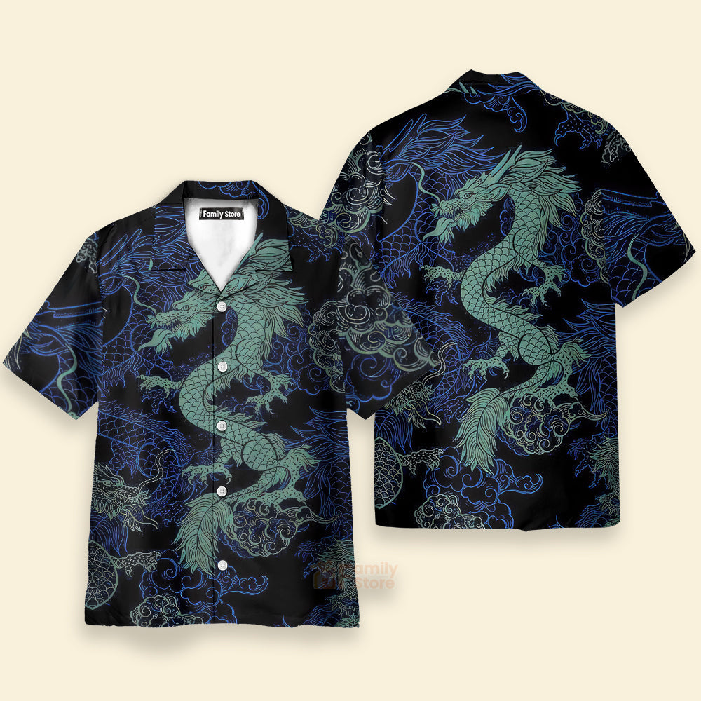 Mint Dragon Dark Short Sleeve - Hawaiian Shirt