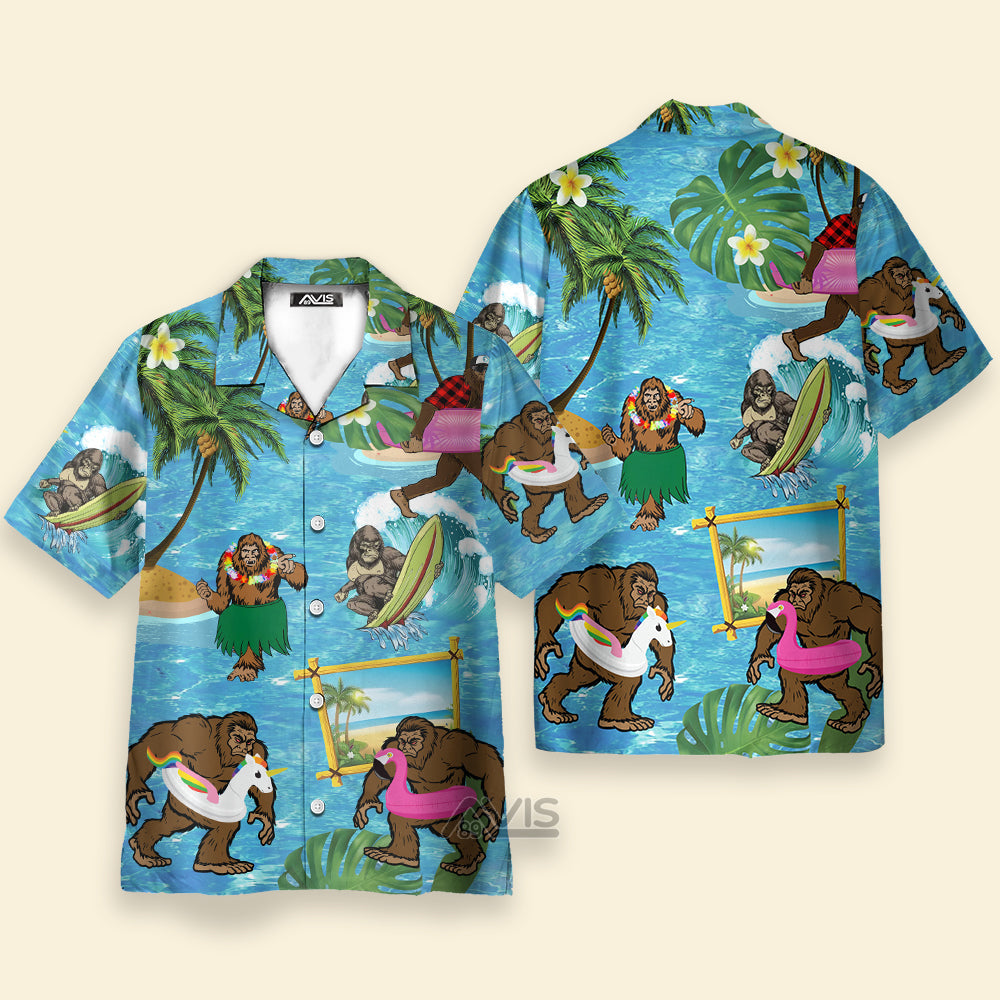 Tropical Aloha Wave Surfing Beach Bigfoot - Gift For Men And Women  - Hawaiian Shirt