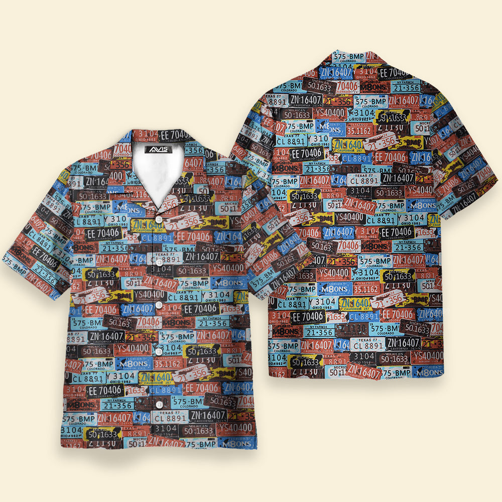 Vintage License Plate Number Aloha - Hawaiian Shirt