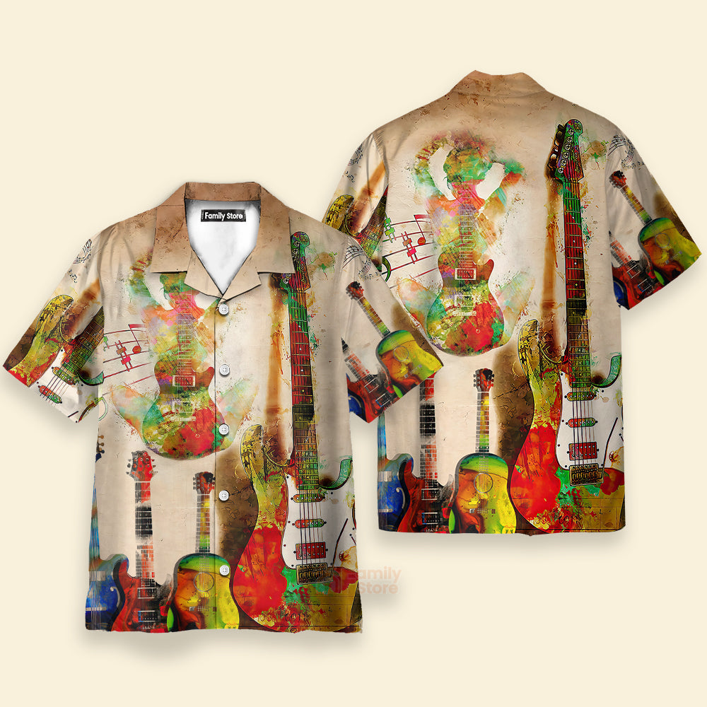 Guitar Abstract Guitar Colorful Art Style Hawaiian Shirt