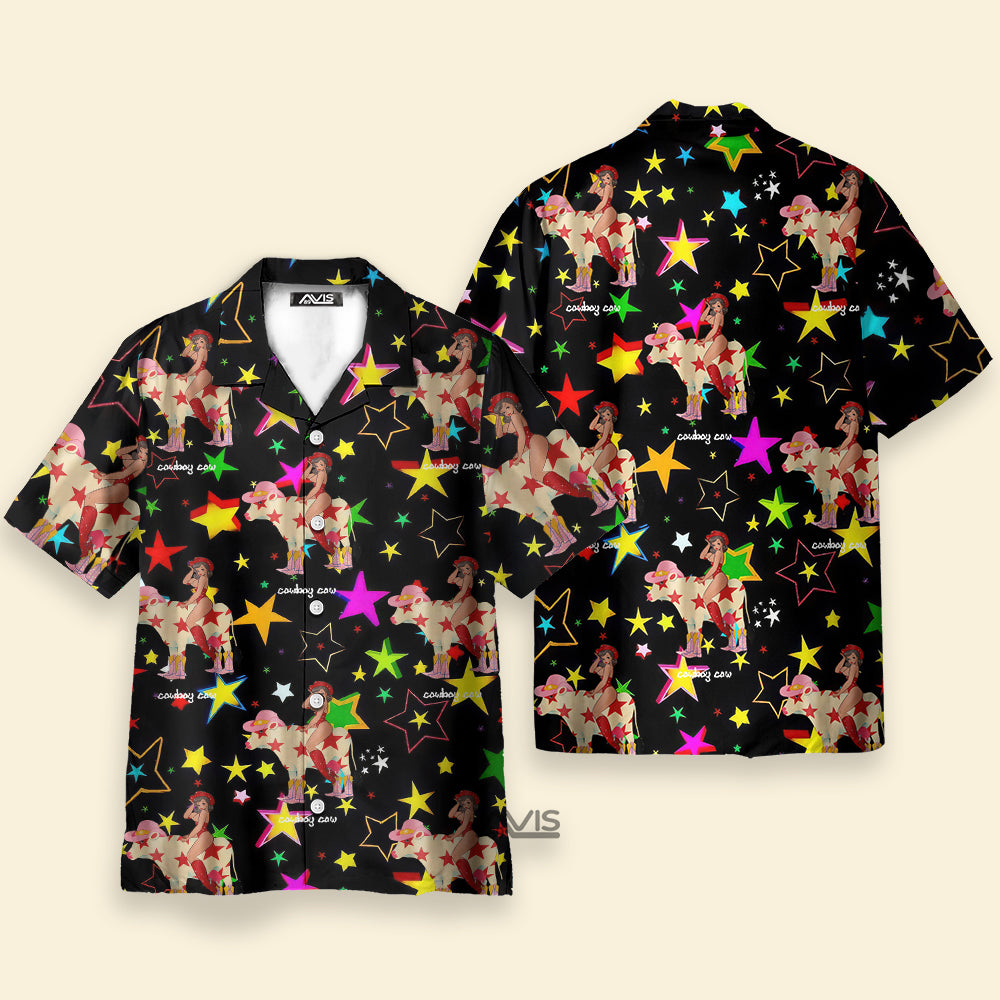 Retro Western Cowgirl Black - Hawaiian Shirt