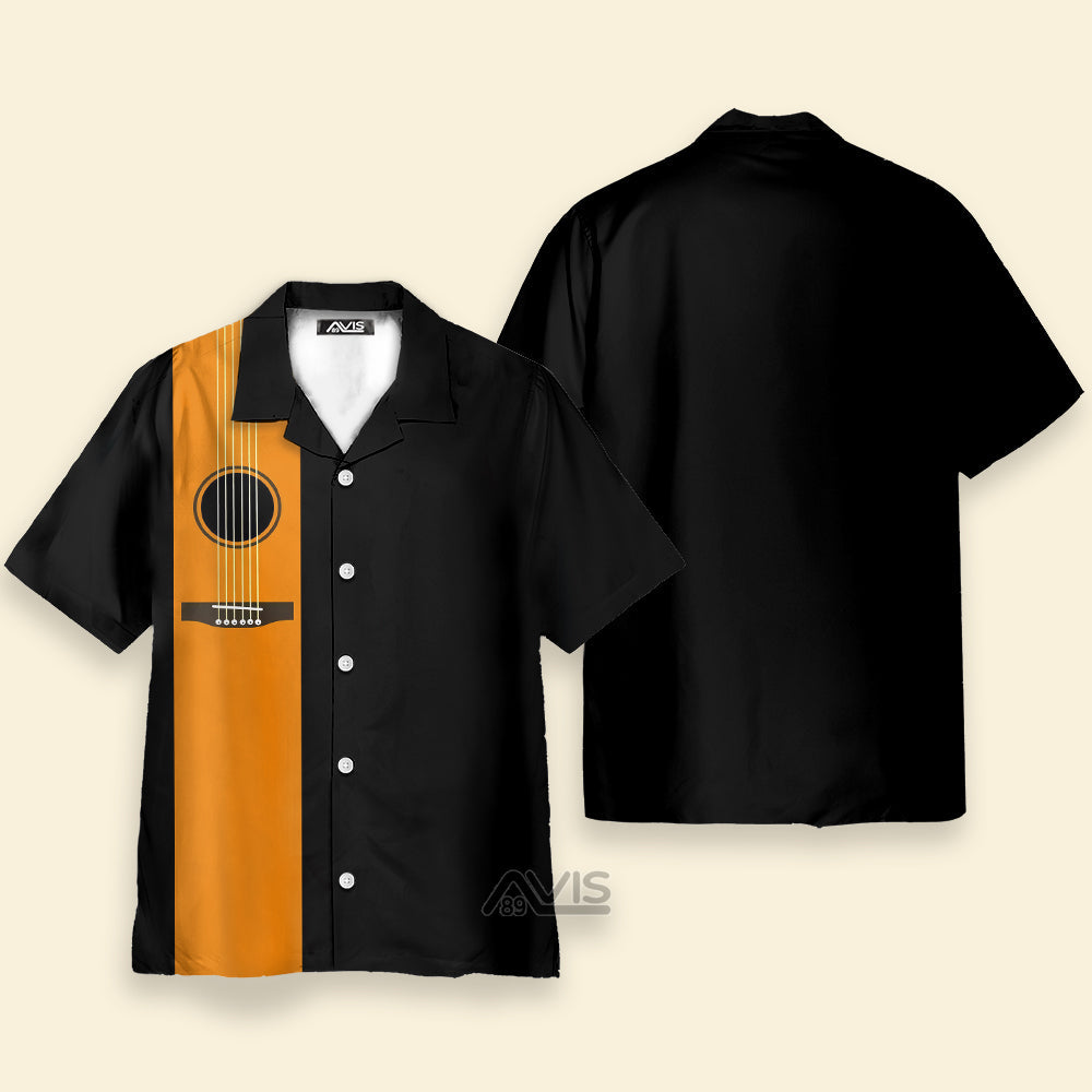 Orange Guitar Black Theme - Hawaiian Shirt