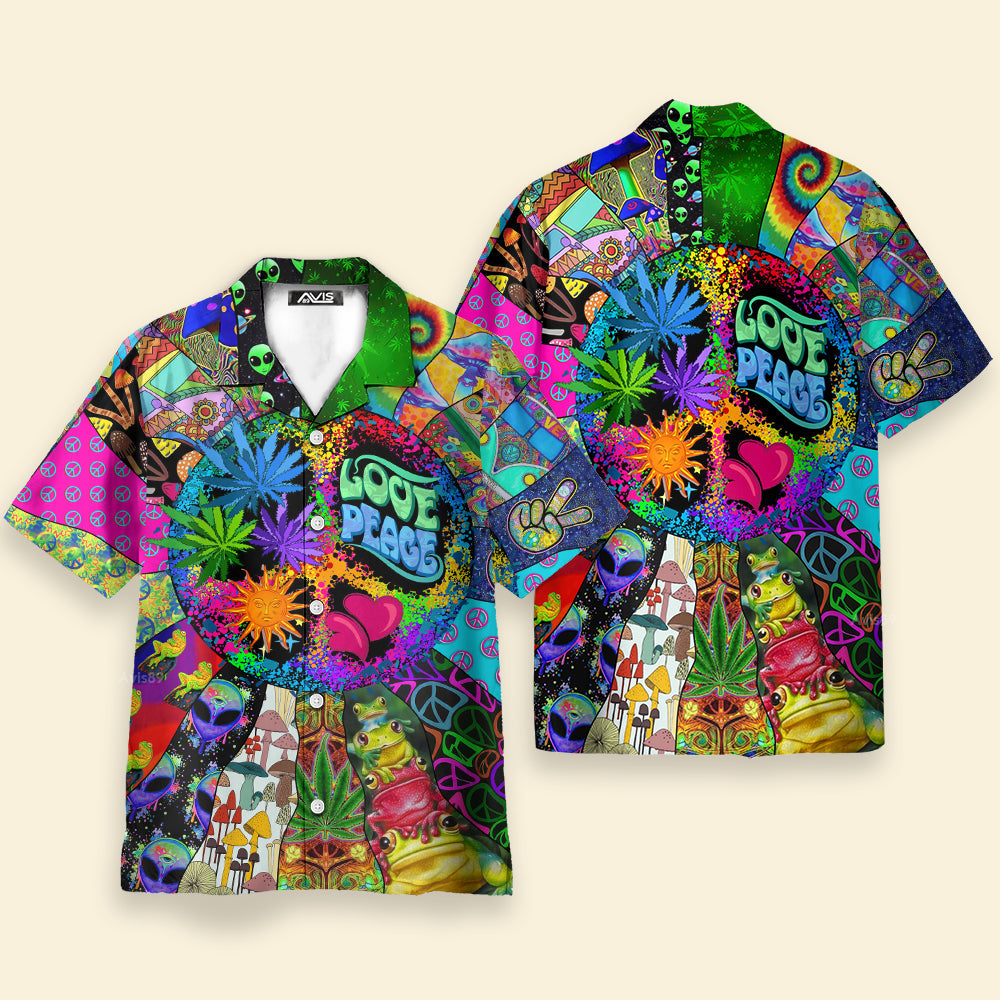 Hippie Alien Frogs Love Peace Amazing Style - Hawaiian Shirt