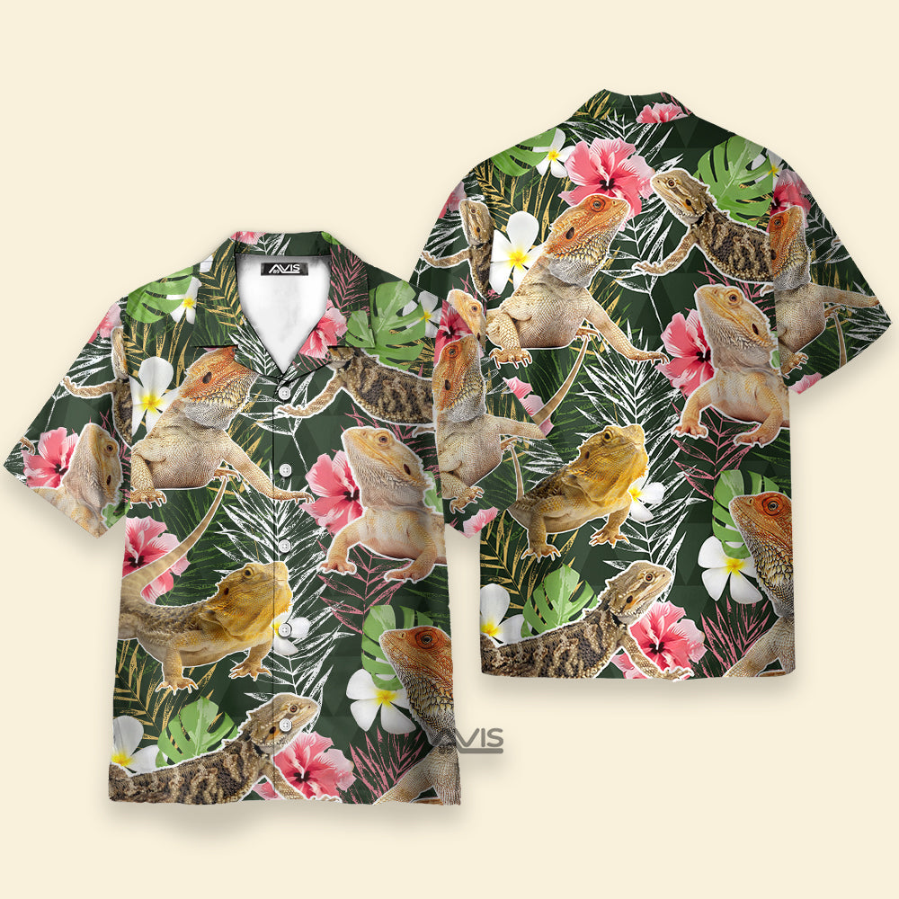 Bearded Dragon Tropical Leaf - Hawaiian Shirt