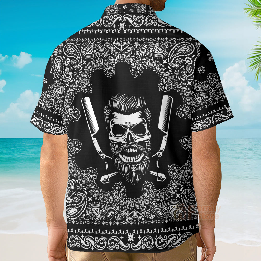 Barber Bandana Style White - Funny Pattern Hawaiian Shirt