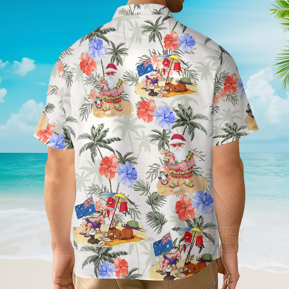 Christmas In July Santa Enjoy Time For Some Beach Therapy Hawaiian Shirt