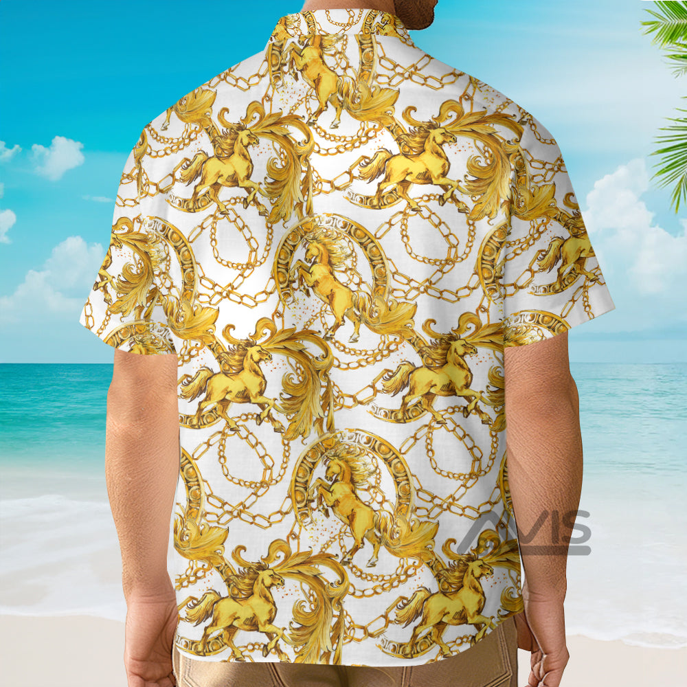 Kentucky Derby Golden Horses - Hawaiian Shirt