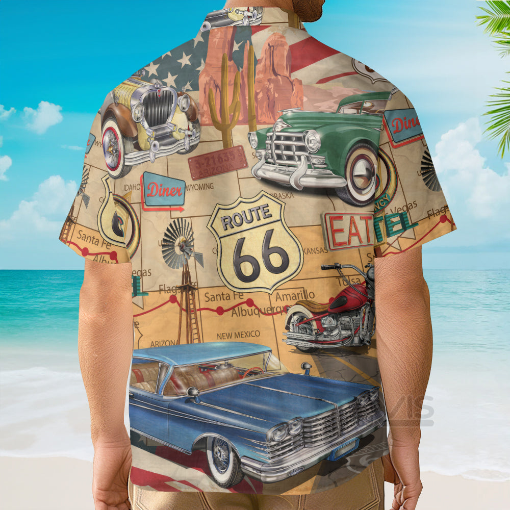 Amazing Vintage Muscle Car On Route 66 Vacation - Hawaiian Shirt