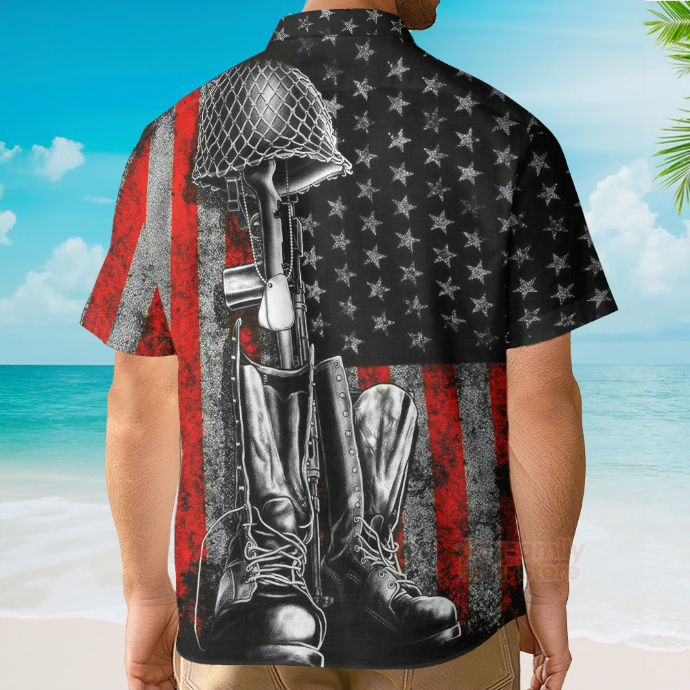 Veterans Memorial Day Red And Black - Hawaiian Shirt