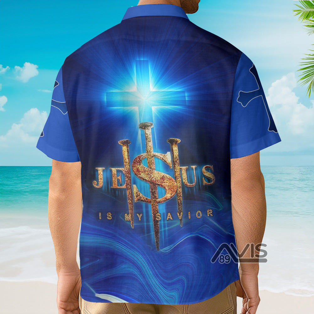 Faith-Inspired Is My Savior Blue Aloha - Hawaiian Shirt