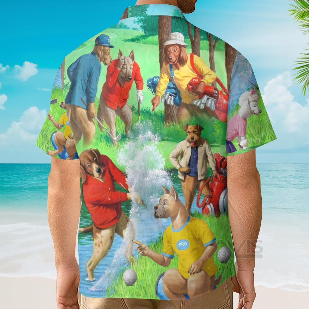 Golf Dog Cool Lover Golf Art Style - Gift For Dog Lovers - Hawaiian Shirt