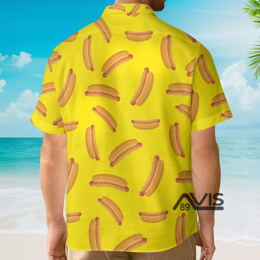 Hot Dog On Yellow - Hawaiian Shirt