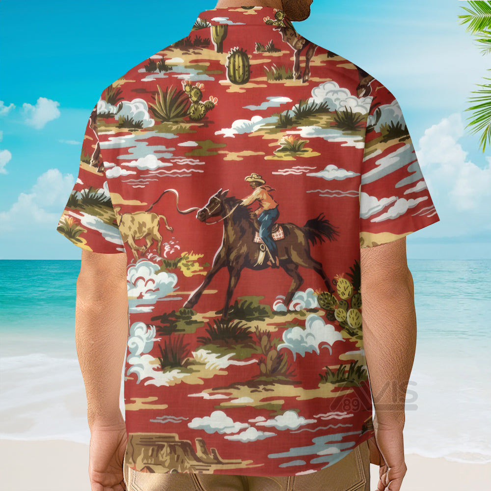 Cowboy Equestrian Cactus Red - Hawaiian Shirt
