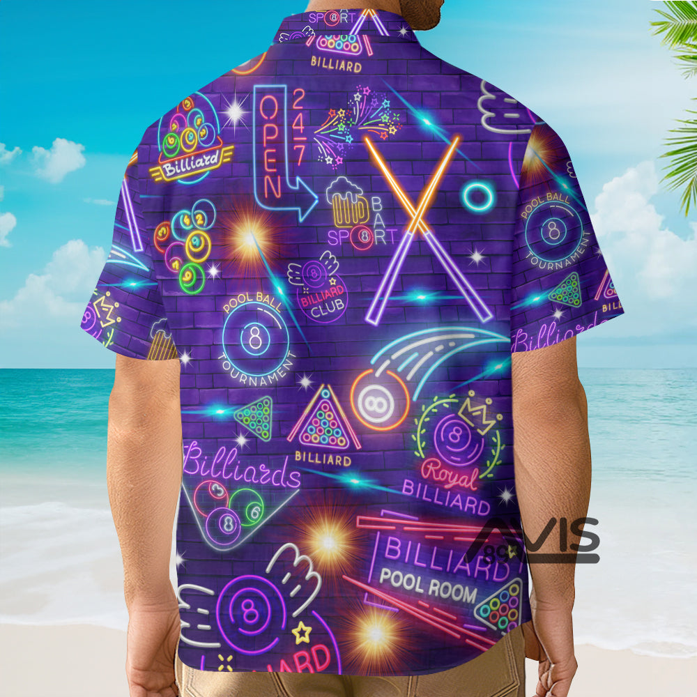 Billiards Pool Room Neon - Hawaiian Shirt