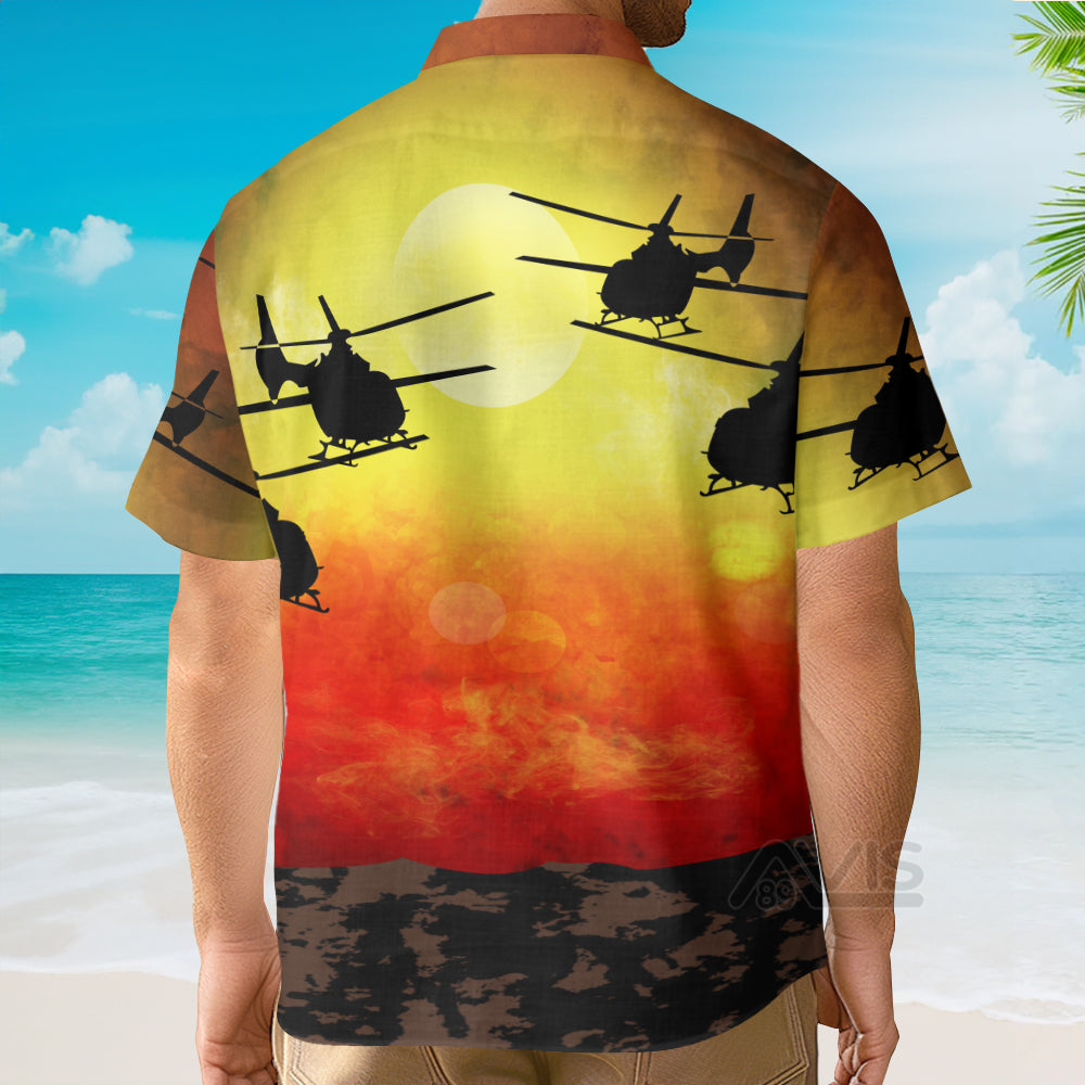 Bigfoot Alien And Helicopter - For Men And Women - Hawaiian Shirt