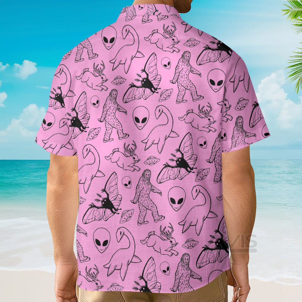 Bigfoot Alien Pink - For Men And Women - Hawaiian Shirt