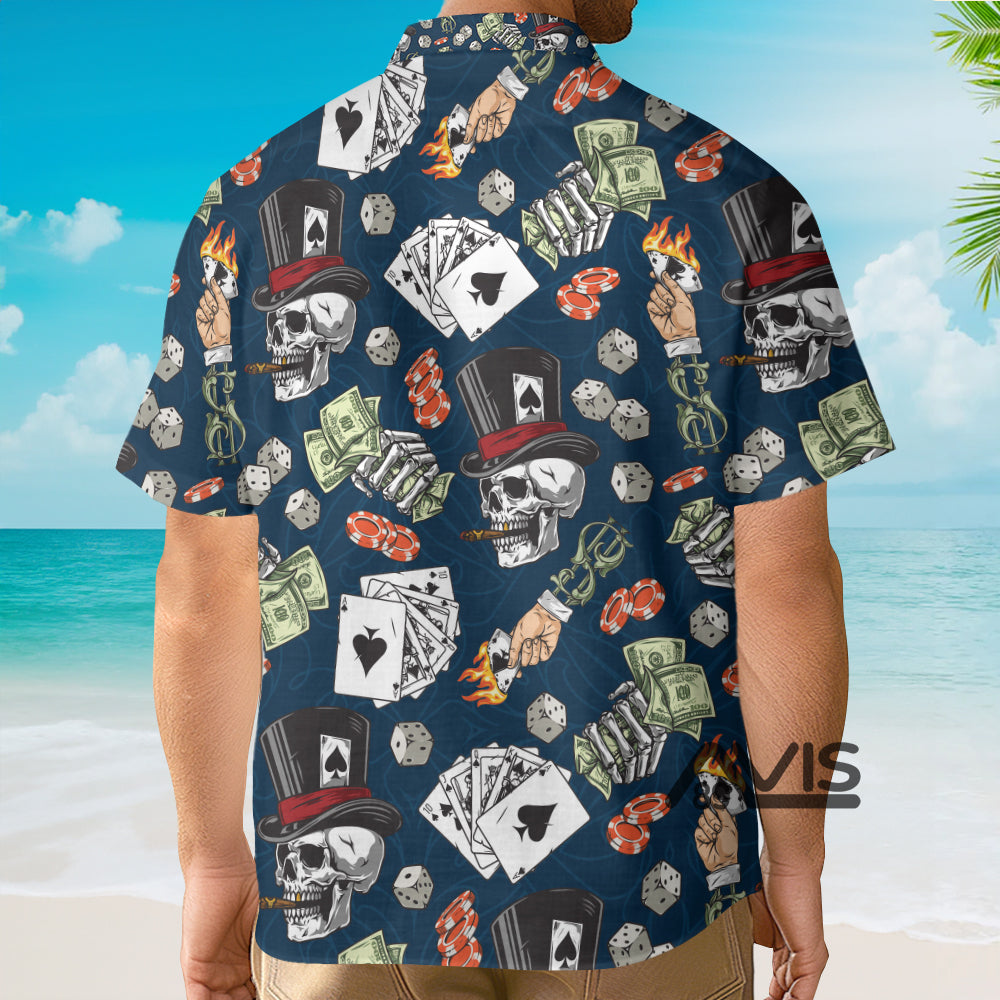 Lucky Dice Spades Gambling Skull - Hawaiian Shirt