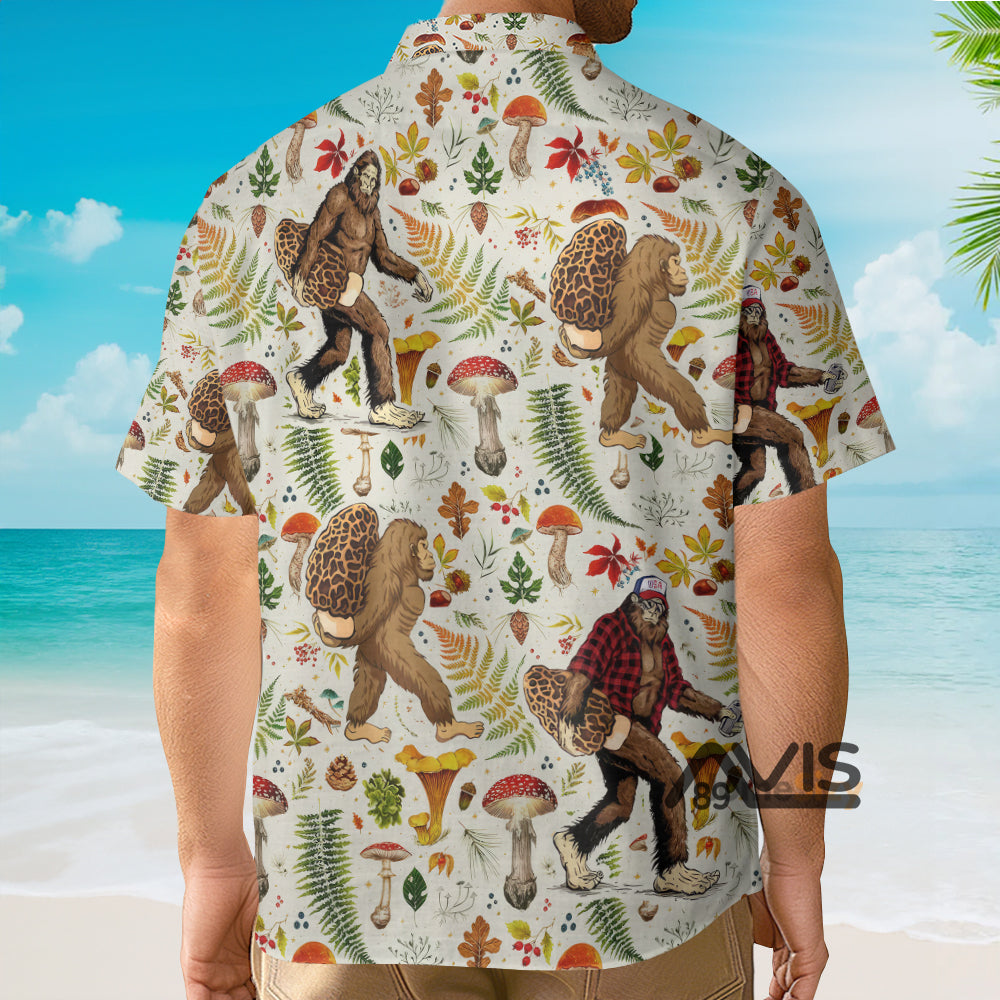 Bigfoot With Morel Mushroom - Hawaiian Shirt