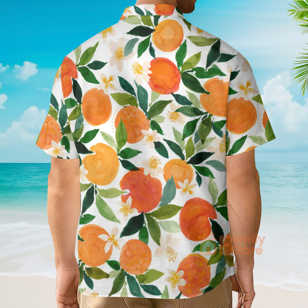 Tropical Fruit Orange Pattern - Hawaiian Shirt