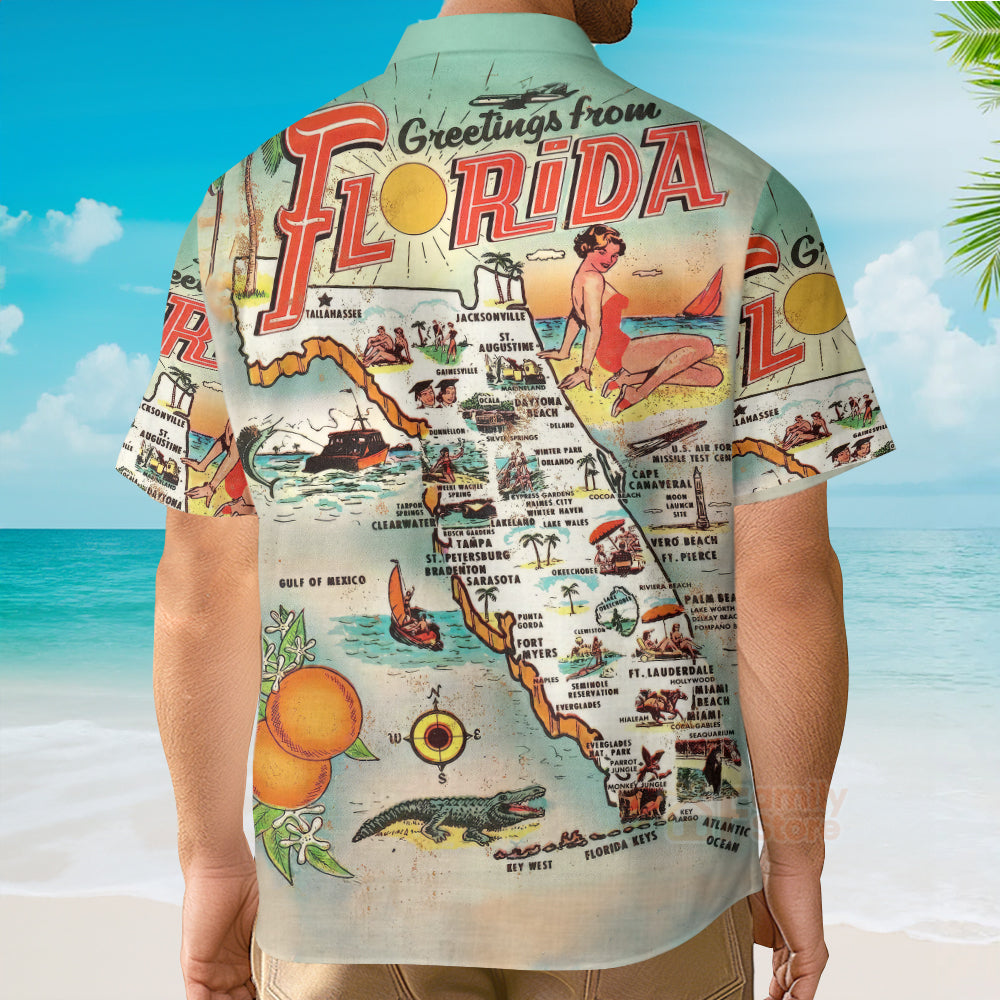 Coastal Vibes A Greeting From Florida - Hawaiian Shirt