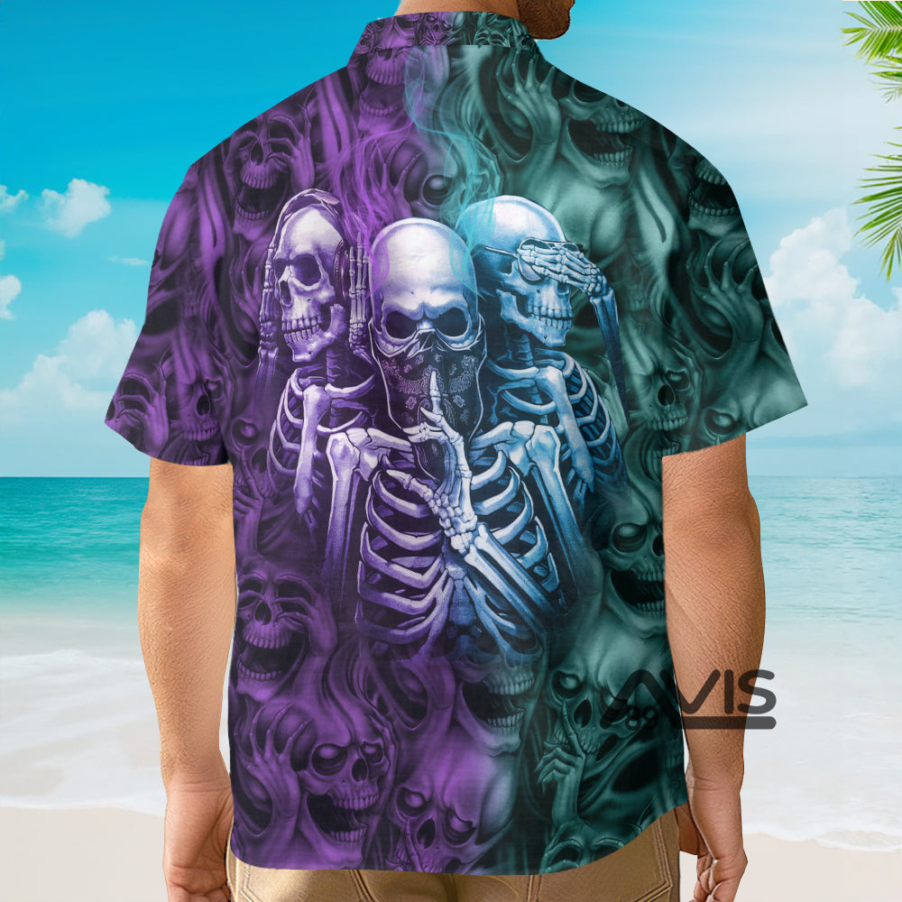 Skull Neither Hear Nor See - Hawaiian Shirt