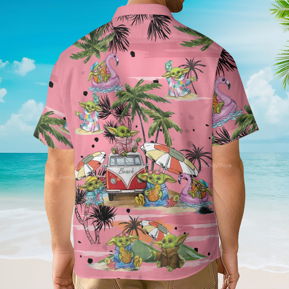 Stwa Disney Baby Yoda Pink Hawaiian Shirt