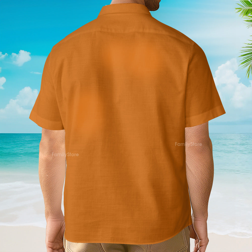 Retro Orange Striped Skull Skewers Hawaiian Shirt