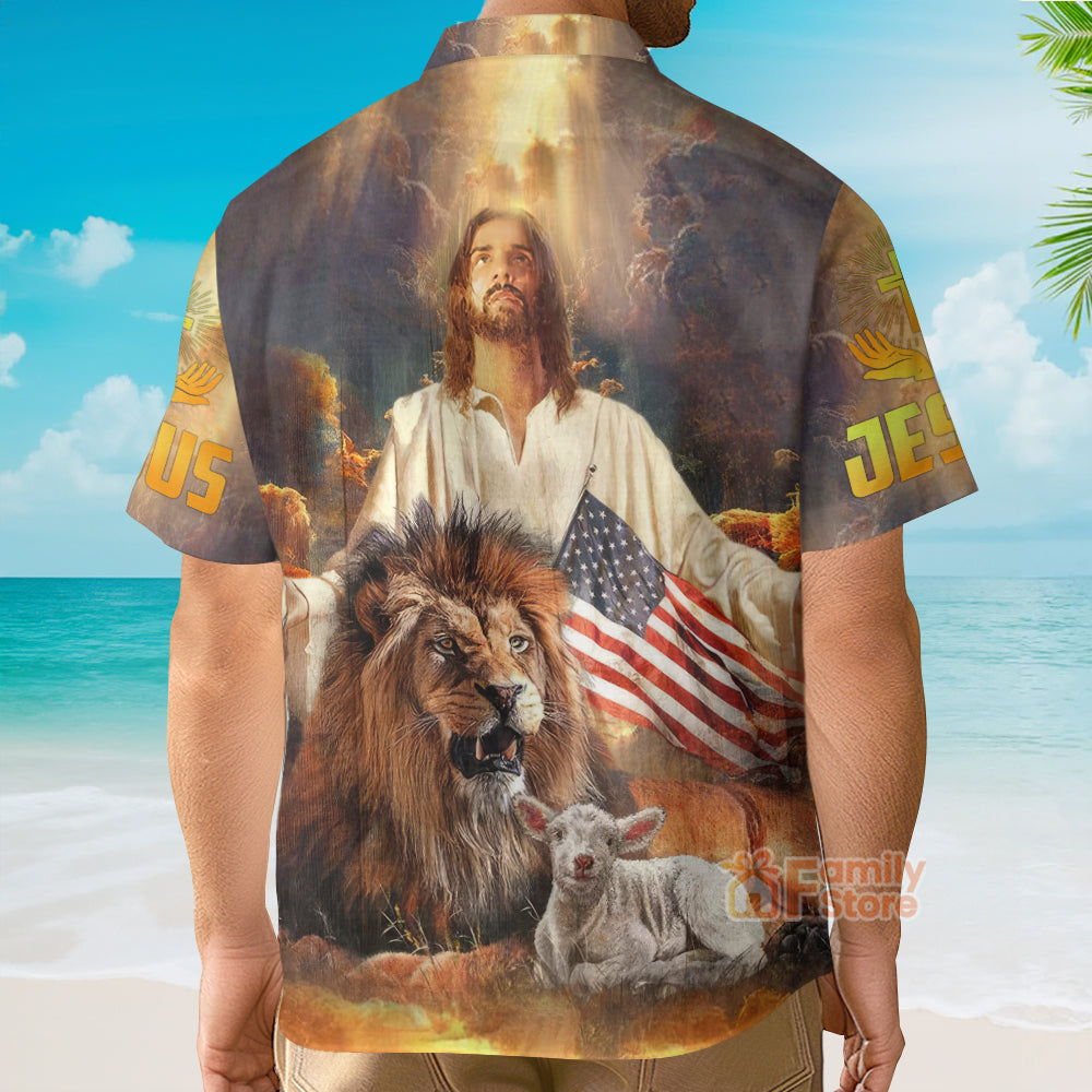 Jesus God With Lion And Goat - Hawaiian Shirt