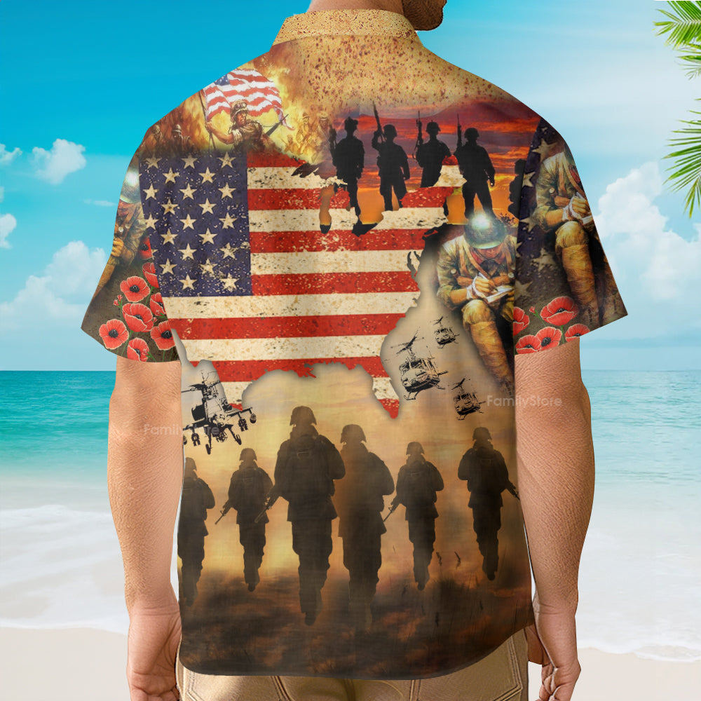 Veteran Blood Sweat And Tear America Flag - Hawaiian Shirt