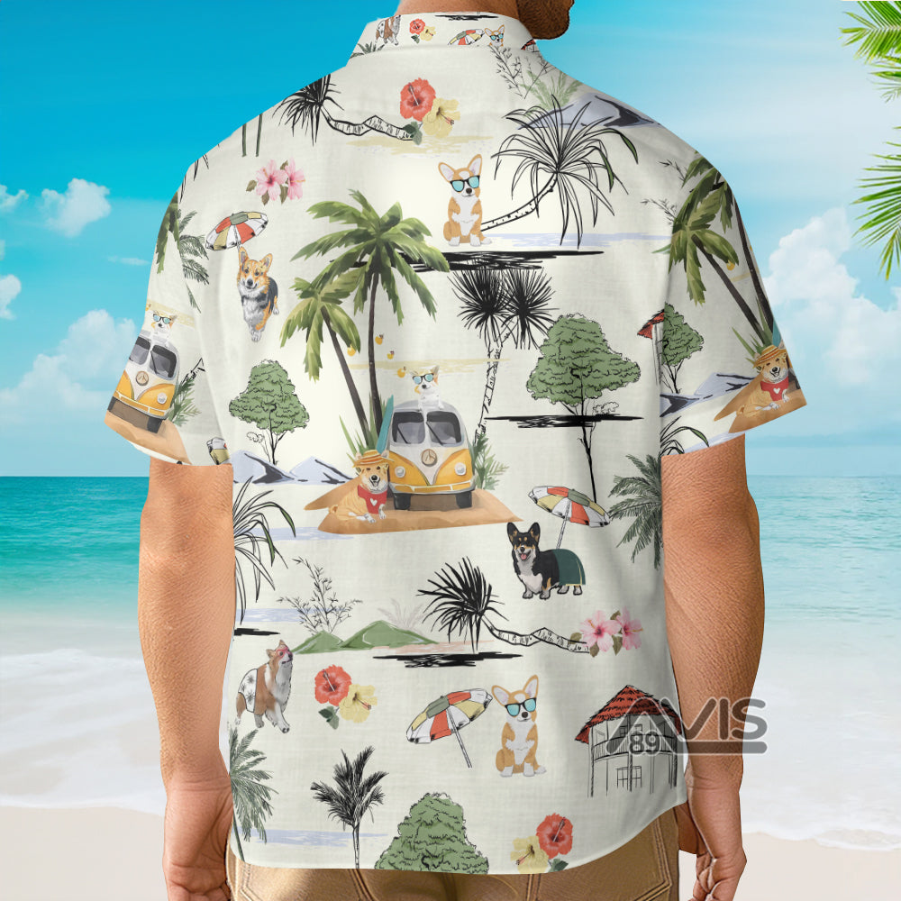 Corgi Hawaii Beach - Hawaiian Shirt