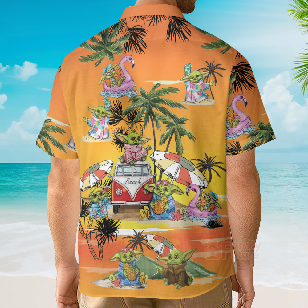 SW Cartoon Baby Yoda Orange - Hawaiian Shirt