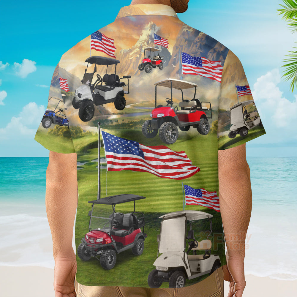 Funny Patriotic Golf Independence Day Club Car - Hawaiian Shirt